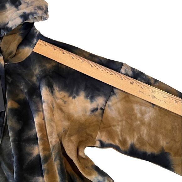Blank NYC Blue and Brown Tie Dye Drawstring Hoodie Pullover Size M NWT - Picture 4 of 15